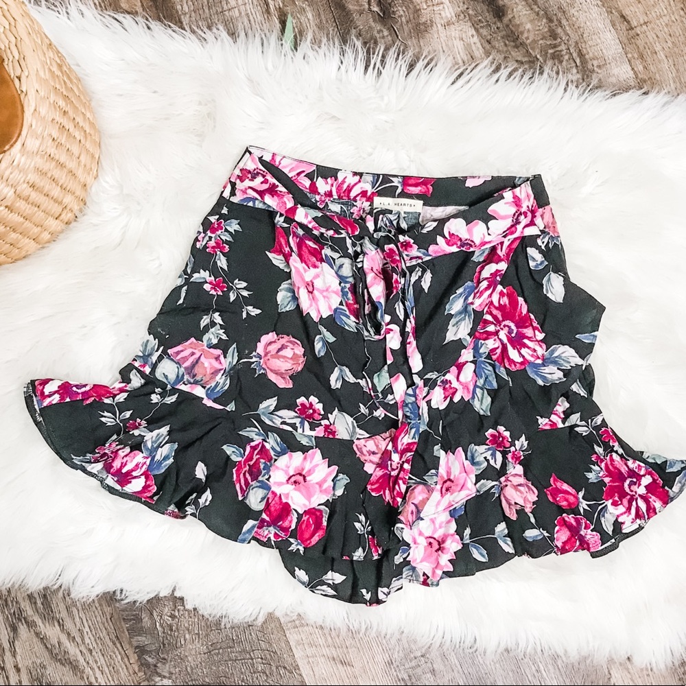 L.A. Hearts Ruffle Floral Skirt with tie NWT